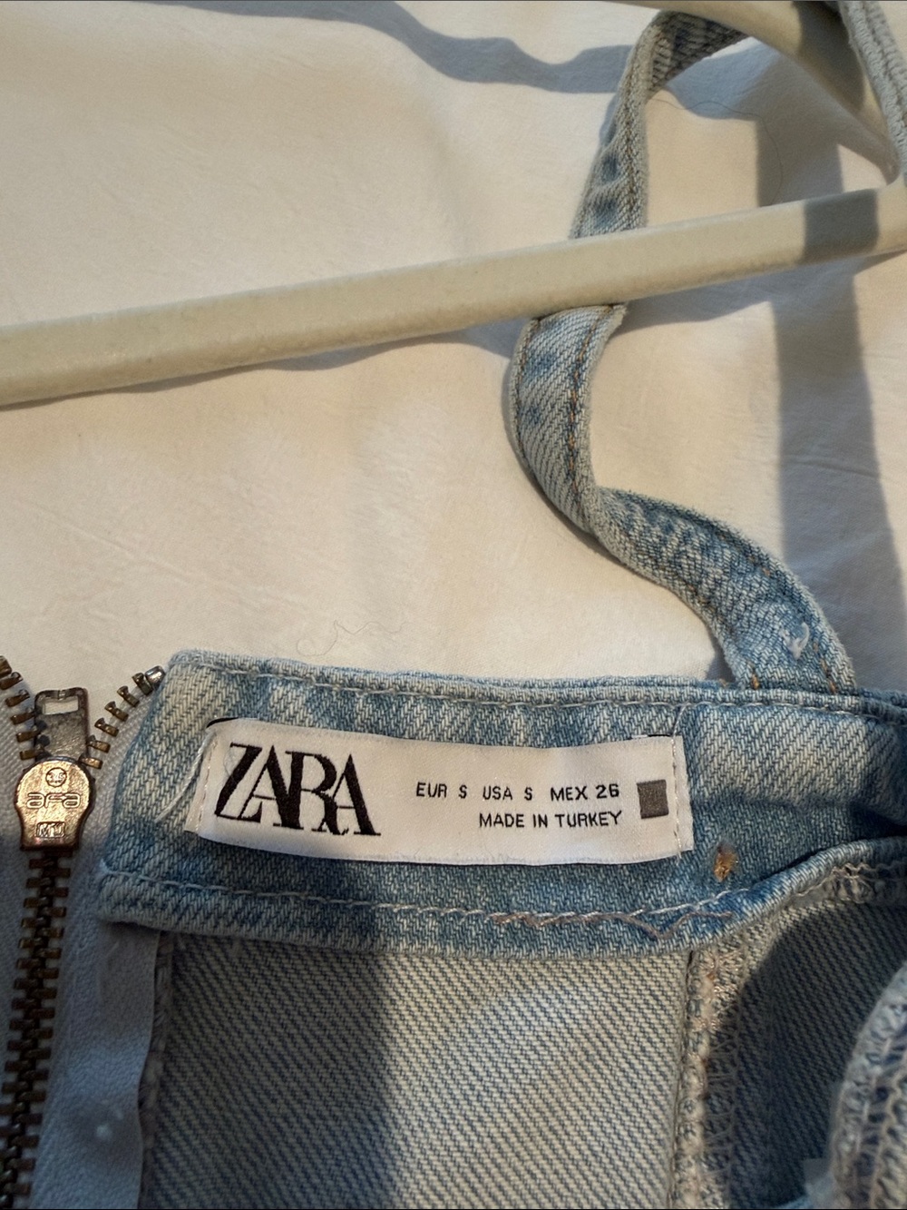 Zara Light Denim Bustier Crop - Picture 2 of 5